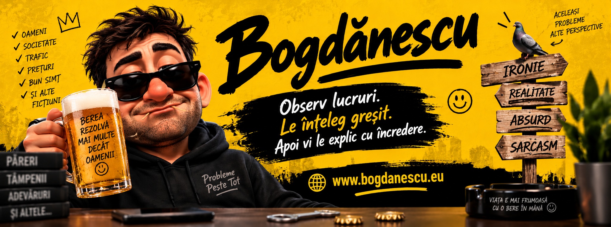 Bogdănescu la birou, cu bere și principii